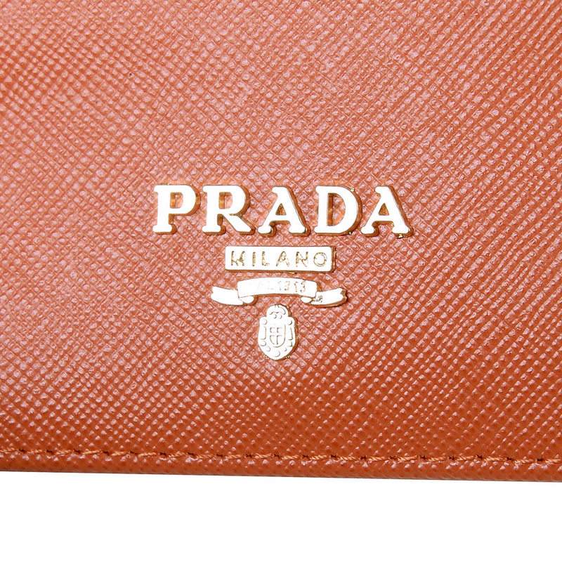 Knockoff Prada Real Leather Wallet 1139 orange - Click Image to Close